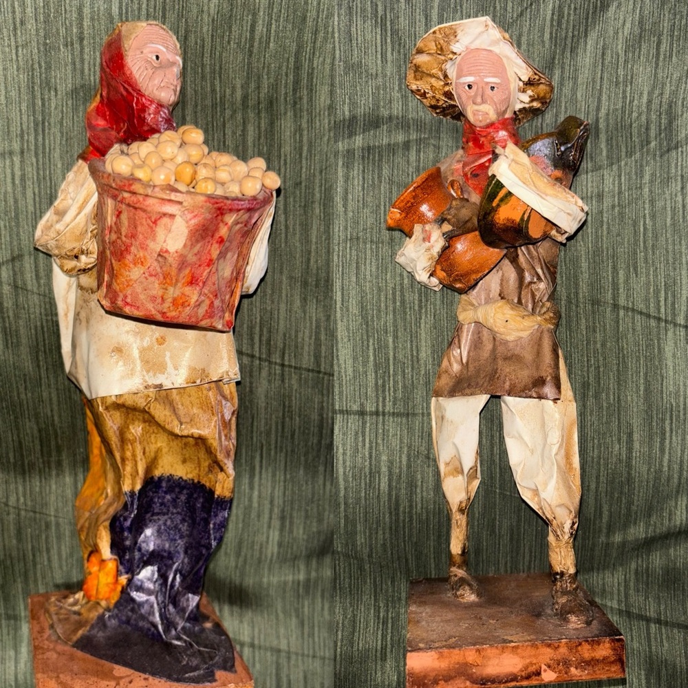 Mexican Paper Mache Handcrafted Cork Figurine Set